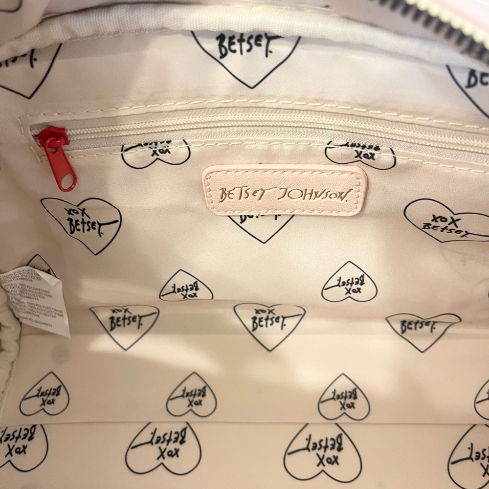 Betsey Johnson Pink Embossed Bow Satchel with Red Bows - Picture 9 of 11